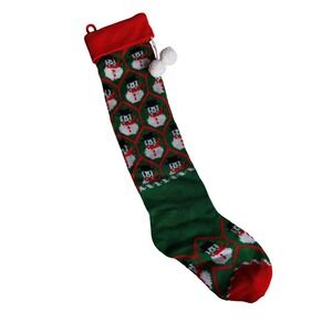 Unbranded Christmas Stocking Unisex OS Green  Knit Snowman Pom-Pom